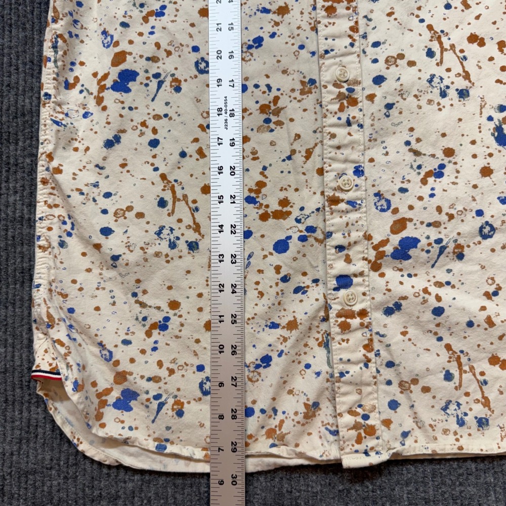 Tommy Hilfiger Denim Mens Medium Paint Splatter Short Sleeve Button Down Shirt - Picture 7 of 13